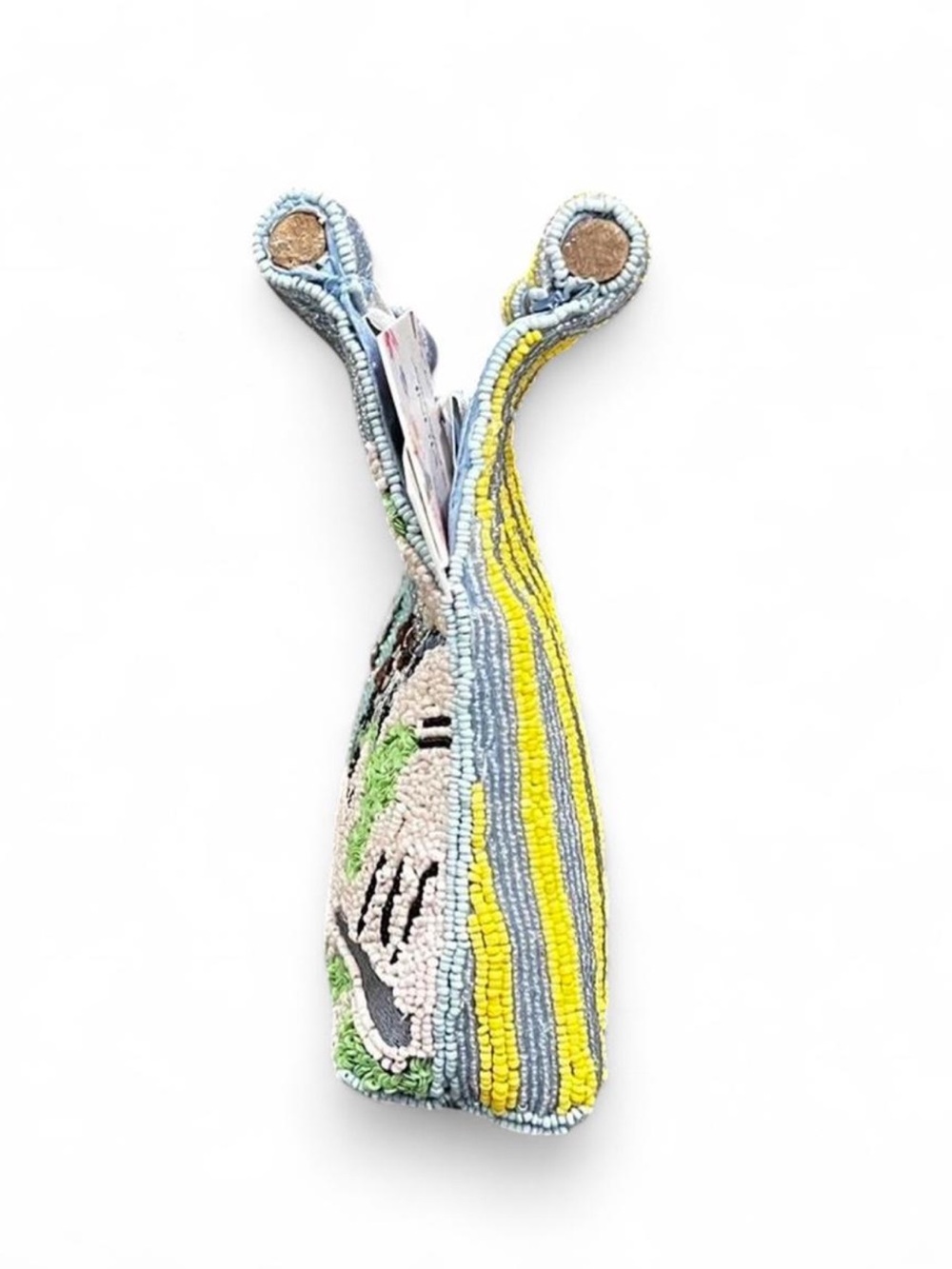 Made in India Amalfi Coast Beaded clutch with Bamboo Handle - Picture 5 of 6